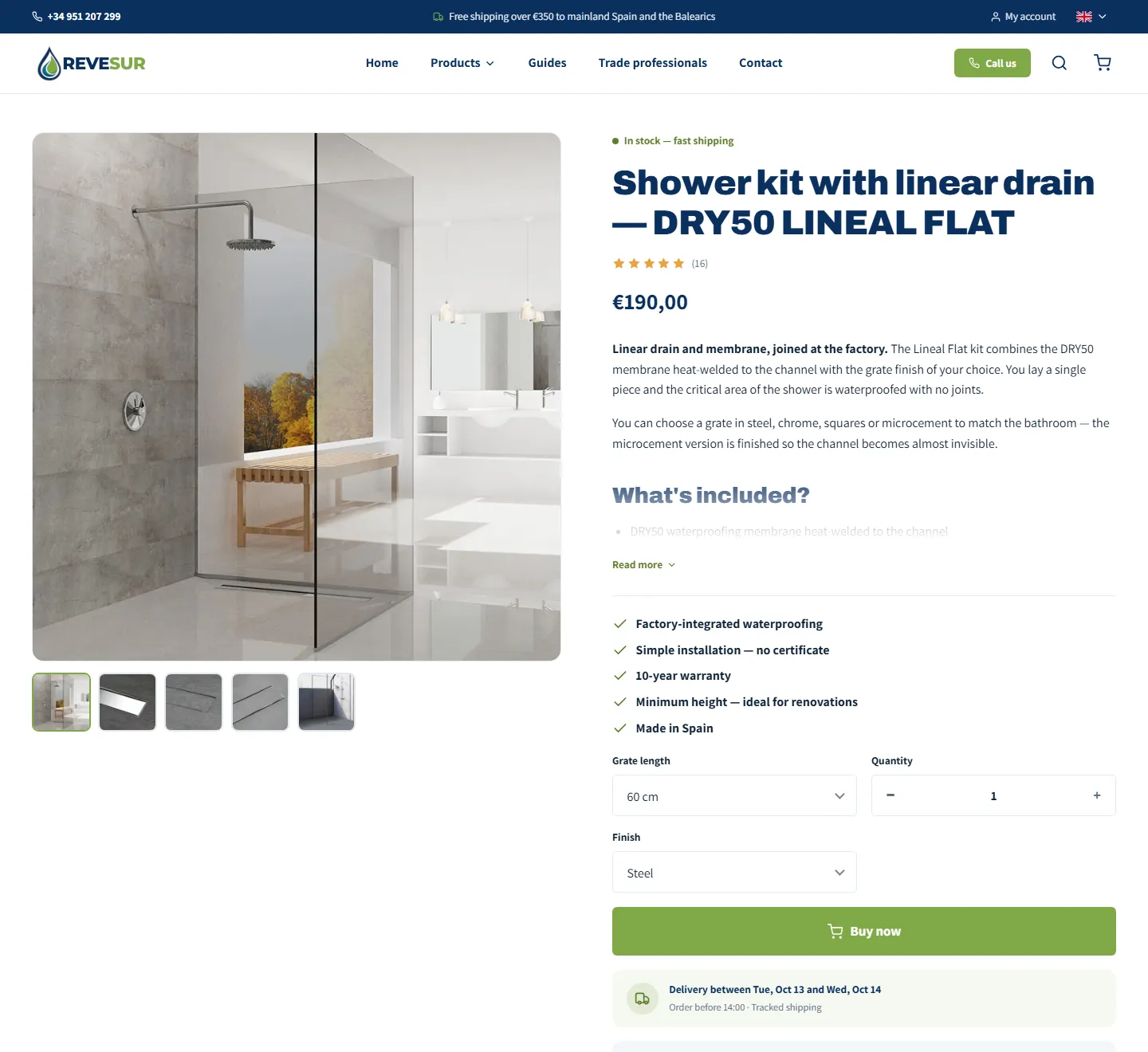Ficha de producto de la web de Revesur