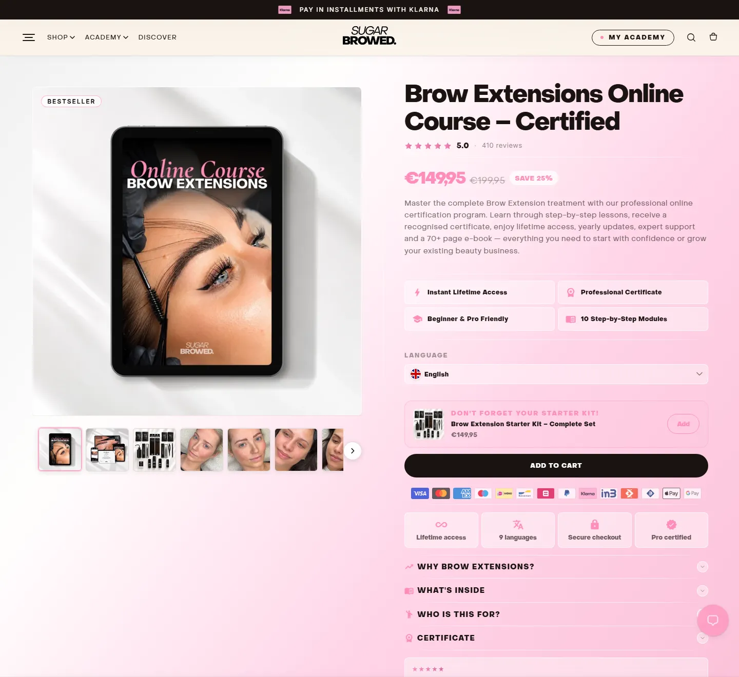 Ficha de producto de la web de Sugar Browed