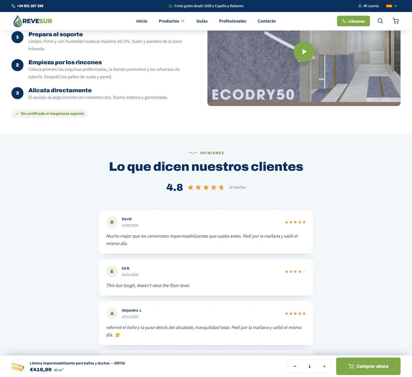 Ficha de producto, más información de la web de Revesur