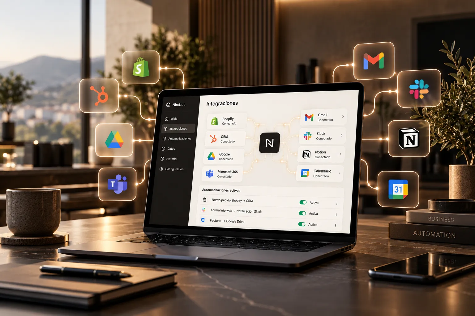 Portátil con el CRM y otras herramientas conectadas entre sí